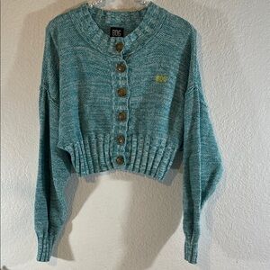URBAN OUTFITTERS BDG Blue/White Button Front Cropped Cardigan Sweater Medium